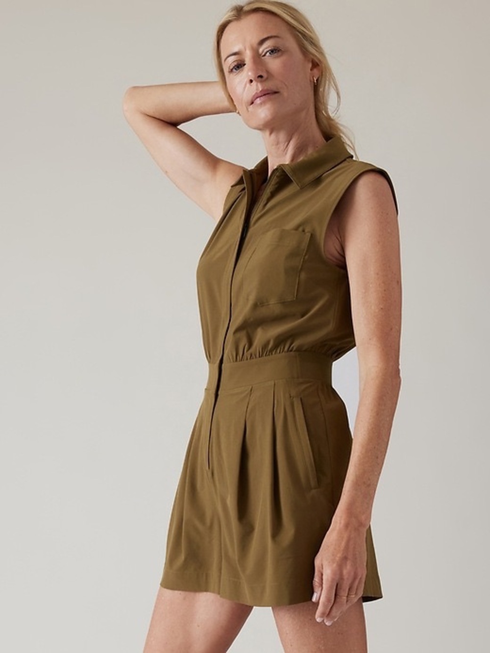 Athleta Olive Green Brooklyn Utility Romper